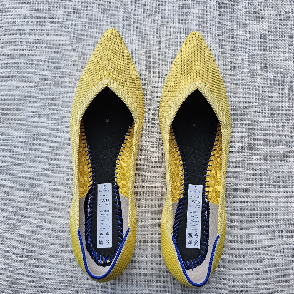 New! Rothy's Sz 8.5 Point Ballet Flats Shoes Retired Sunshine Yellow Rothys - Picture 6 of 11